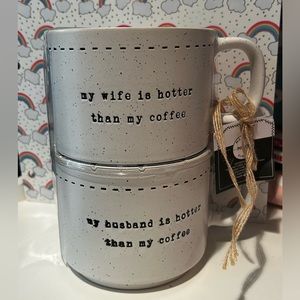 Nwt stackable mugs perfect - my husband/wife is hotter than your coffee